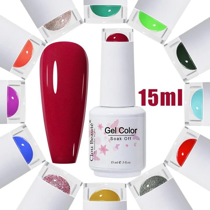 Top Trends: Clou Beaute 15ml Nail Gel Polish Vernis Ongle Semi Permanent Varnish Base Top Coat Nail Gel UV New Old Packaging Random Delivery Shoppable Styles