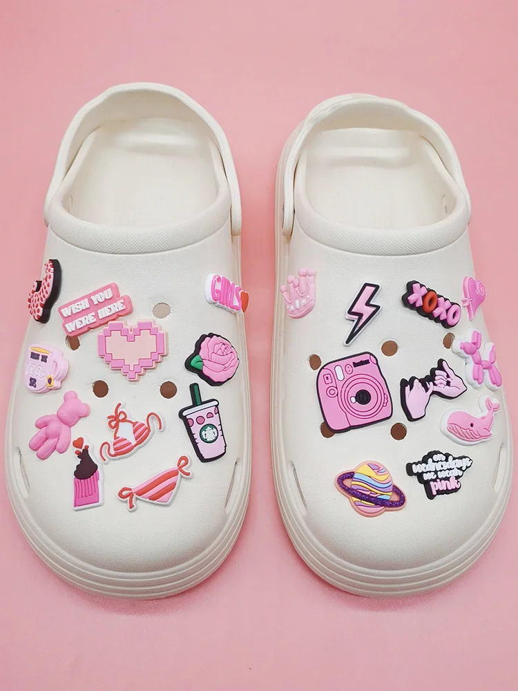 Top Trends: Cute Pink Series Cartoon Shoe Sharms Diy Clog Shoes Decorations PVC Buckle Decor Funny Shoes Accessories Adult Kids Party Gift Shoppable Styles - Image 3