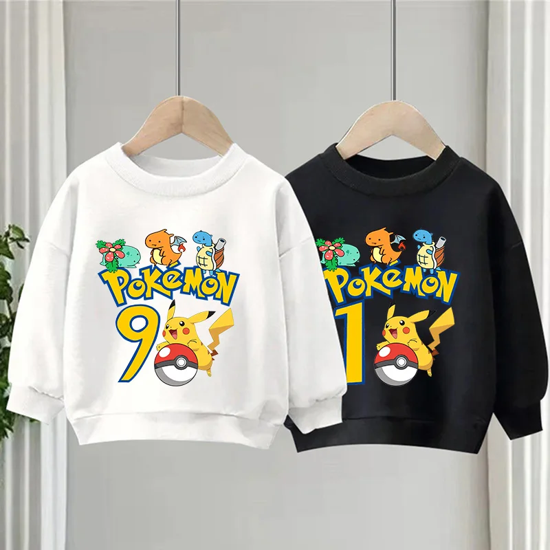 Top Trends: Pokemon Children's Sweatshirts Birthday Number 1-9 Pullover Kawaii Pikachu Anime Cartoons Casual Clothes Girl Boy Kid Sportswear Shoppable Styles