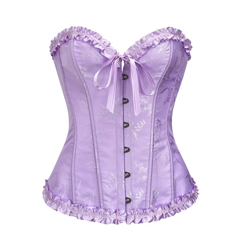 Top Trends: 6XL Purple Jacquard Sexy Corselet Feminino Espartilho Corset Plus Size Bustier Top Mujer Steampunk Clothes Women Gothic Korsett Shoppable Styles