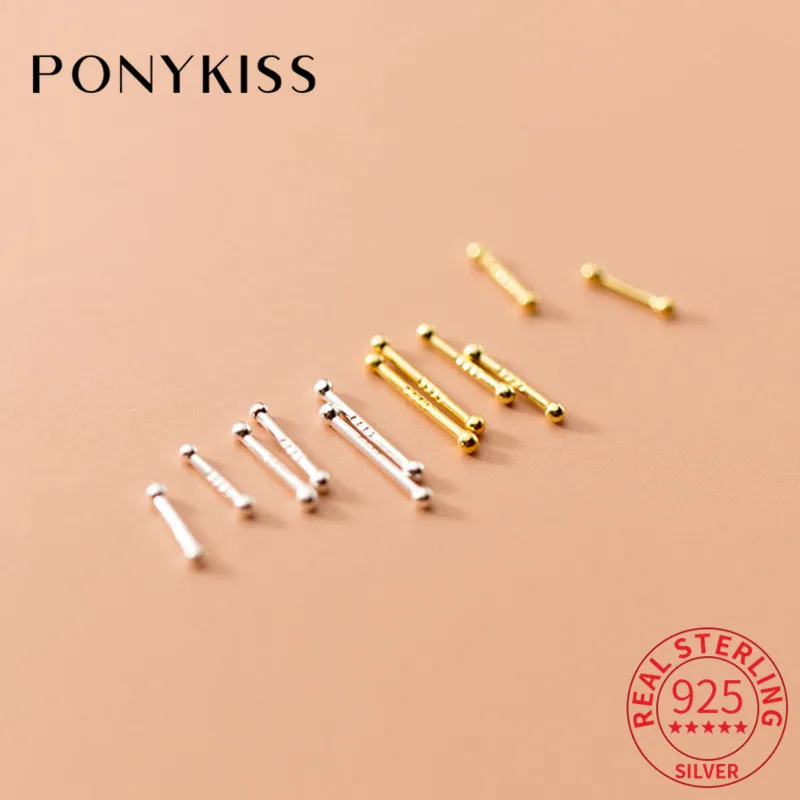 Top Trends: PONYKISS Classic S999 Sterling Silver Minimlist 4pair / lot Stud Earrings For Women Party Fine Jewelry Accessory Wholesale Shoppable Styles