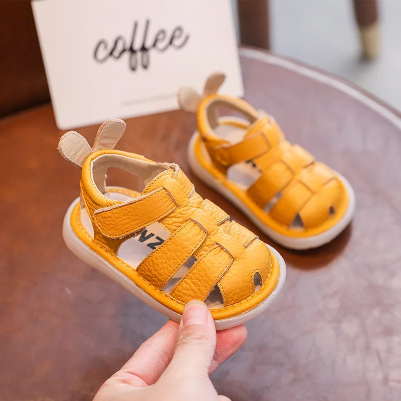 Top Trends: 2023 Baby Girls Boys Summer Sandals Infant Anti-collision Toddler Shoes Soft Bottom Genuine Leather Kids Children Beach Sandals Shoppable Styles