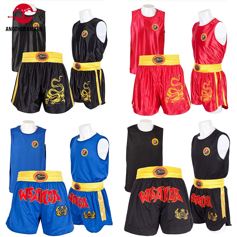 Top Trends: Boxing Shorts And Singlet Set Men Women Kids Muay Thai Shorts MMA T Shirt Vest Sanda BJJ Martial Arts Fight Kickboxing Uniform Shoppable Styles