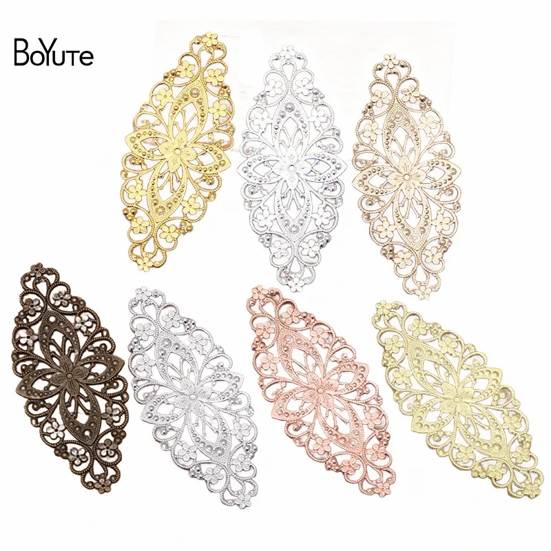 Top Trends: BoYuTe (10 Pieces / Lot) 35*80MM Metal Brass Filigree Flower Findings Diy Hand Made Jewelry Accessories Wholesale Shoppable Styles