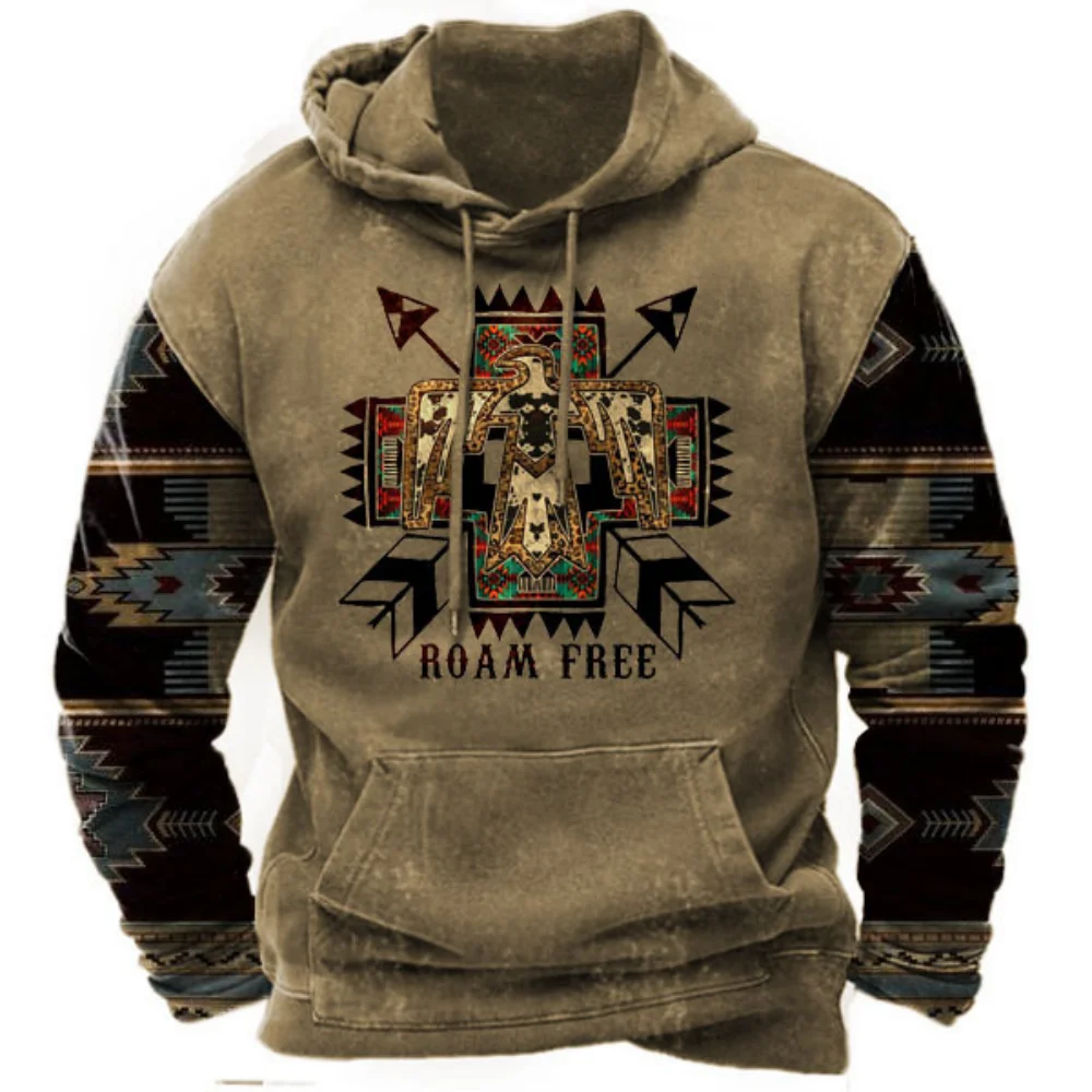 Top Trends: Indian Feather Totem Vintage Men's Hoodie Oversized Autumn Winter Spring Hooded Sweatshirt Casual Harajuku Full Sleeve Clothes Shoppable Styles - Image 6