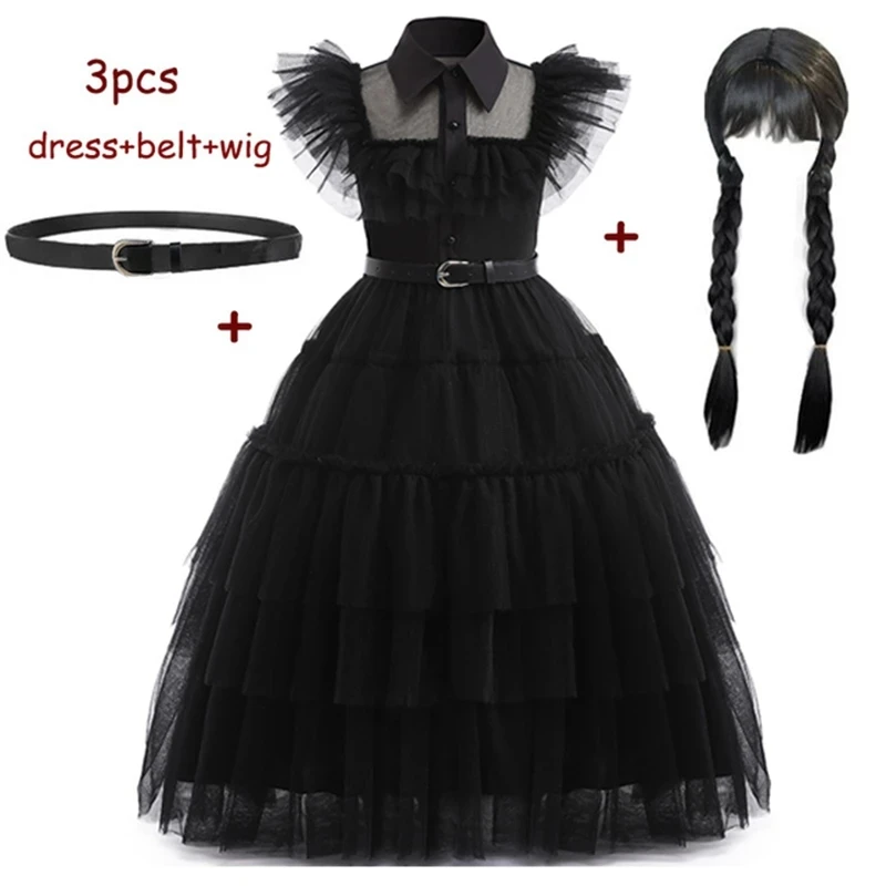 Top Trends: Wednesday Addams Costume Girls For Kids Addam 2023 Vestidos Mesh Party Dresses Carnival Costume Wowan Halloween Costume Shoppable Styles