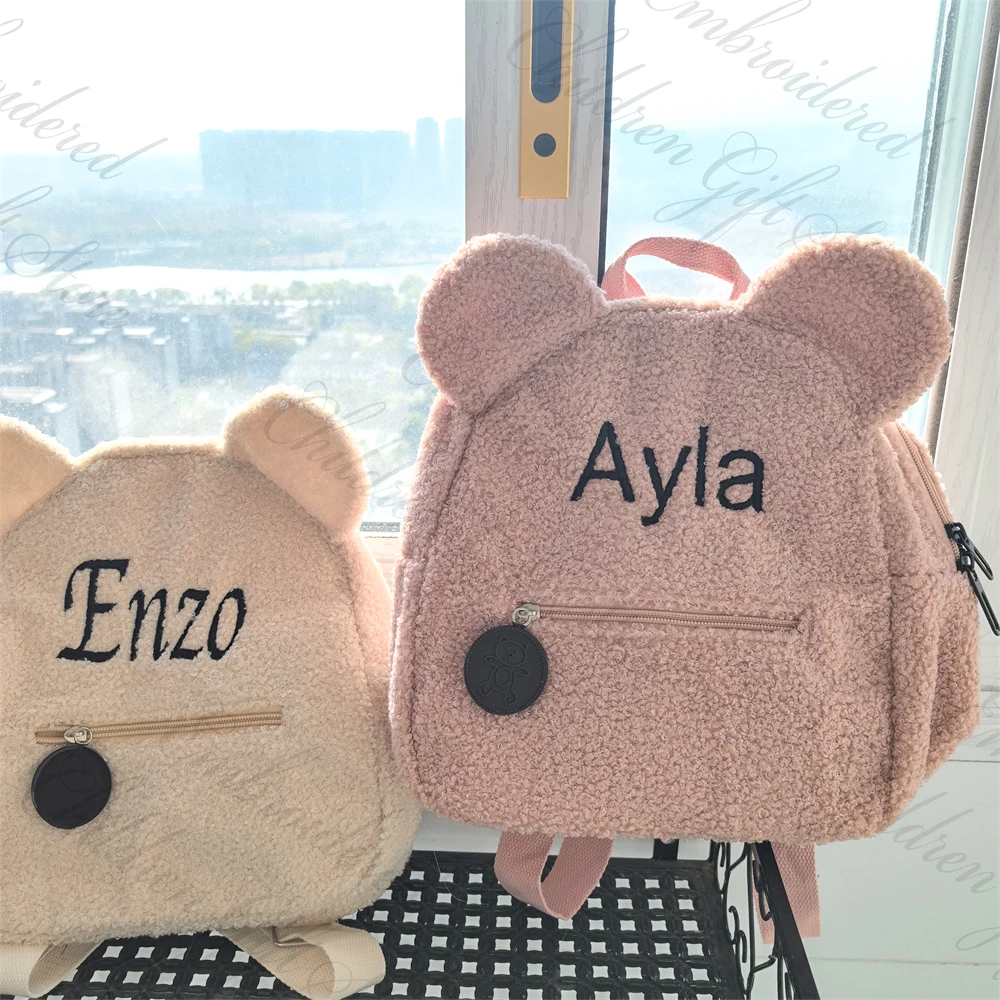 Top Trends: Embroidered Name Toddler Backpack Plush Bear Lightweight Kid&#039;s Kindergarten Backpacks Customized Name Gift Bag For Boys Girls Shoppable Styles