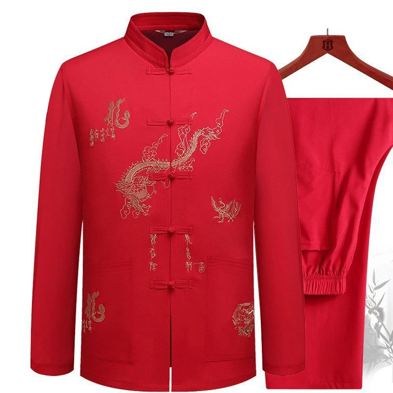 Top Trends: Chinese Traditional Tang Clothing Top Mandarin Collar Kung Fu Wing Chun Garment Top Short Sleeve Embroidery Dragon Shirt M-XXXL Shoppable Styles