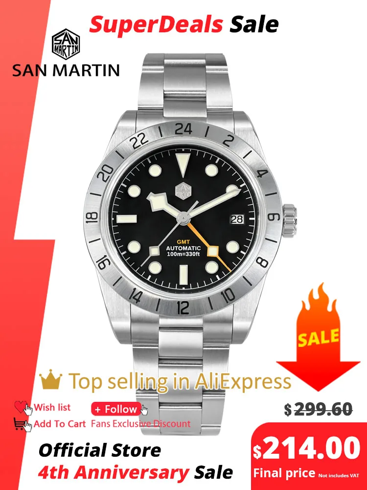 Top Trends: San Martin NH34 39mm BB GMT Luxury Men&#039;s Watches Business Dress Watch For Men Automatic Mechanical Sapphire Date Windows BGW9 Shoppable Styles