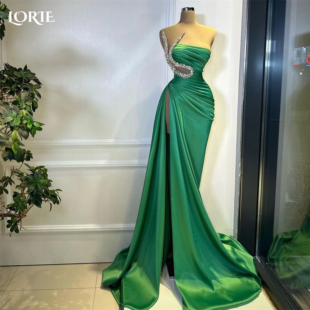 Top Trends: LORIE Luxury Mermaid Evening Dresses Glitter Off Shoulder Pleated Sexy High Side Slit Prom Dress Shiny Backless Party Gowns 2023 Shoppable Styles