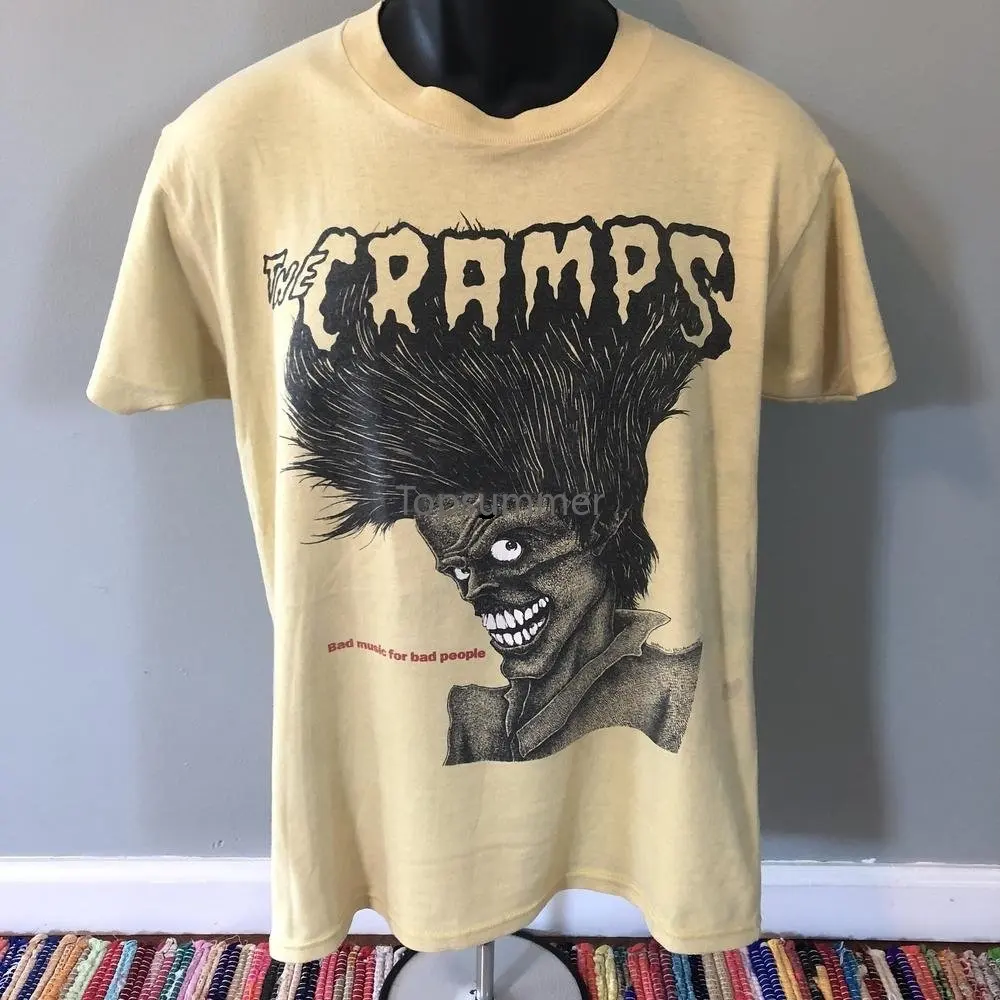 Top Trends: 80S The Cramps Bad Music For Bad People Shirt Vintage Band Tee Punk Rock Horror Goth Psychobilly Concert Tour Promo Shoppable Styles