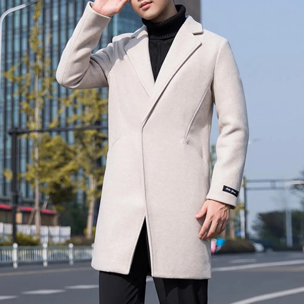 Top Trends: 2023 Winter New Men's Coat Lapel Warm Slim Fit Windproof Jacket Men's Solid Color Jacket Men's Overcoat Coat Shoppable Styles - Image 4