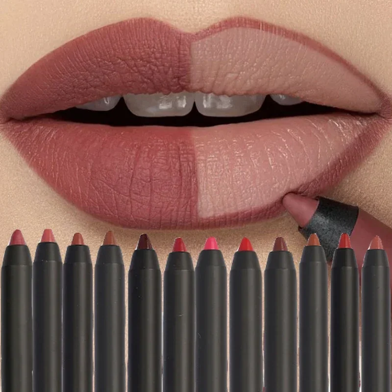 Top Trends: Nude Brown Lip Liner Pencil Lipstick Matte Smooth Waterproof Lipliner Long Lasting Non-stick Cup Lipstick Pen Beauty Cosmetics Shoppable Styles