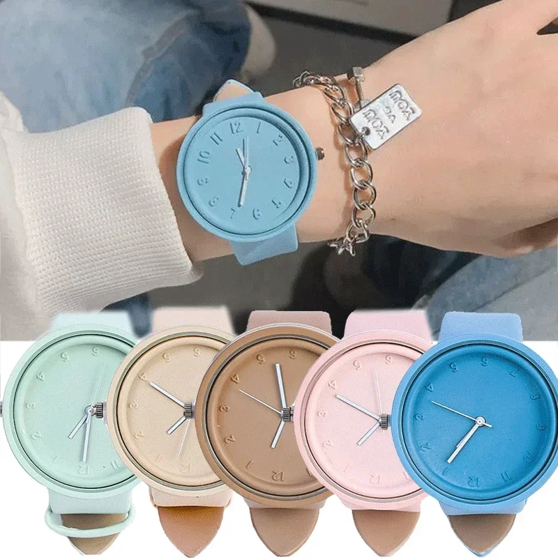 Top Trends: New Simple Imitation Leather Brand Quartz Watch Women Round Waterproof Watches Relogio Feminino Wrist Wrist Band Clock Hot Sale Shoppable Styles