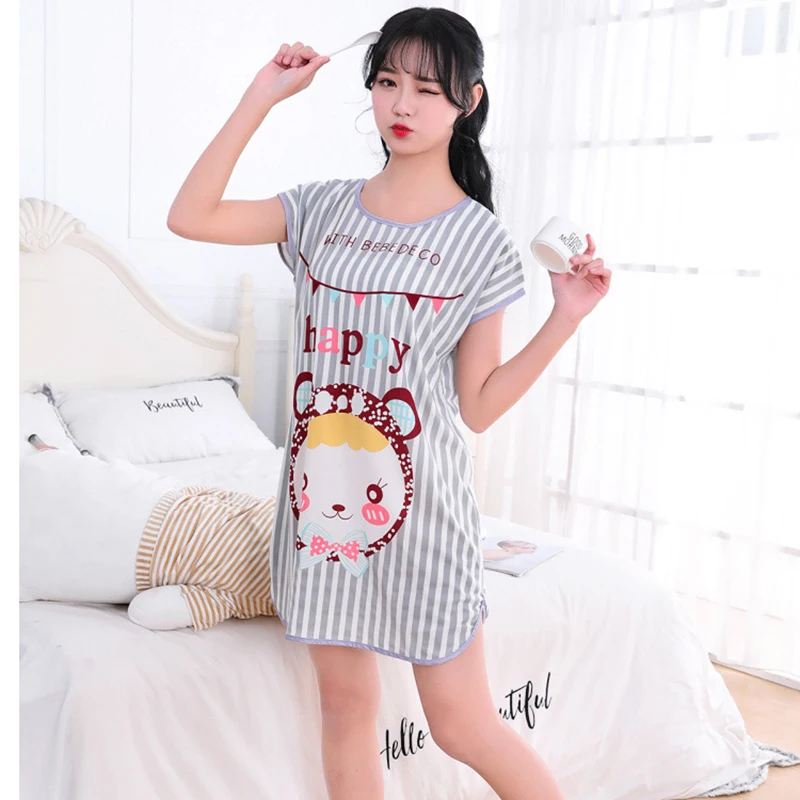 Top Trends: Women Printed Cartoon Sexy Sleepwear Round Neck Lingerie Cute Nightdress One Piece Thin Summer Female Pajamas Nighty Home Wear Shoppable Styles - Image 4