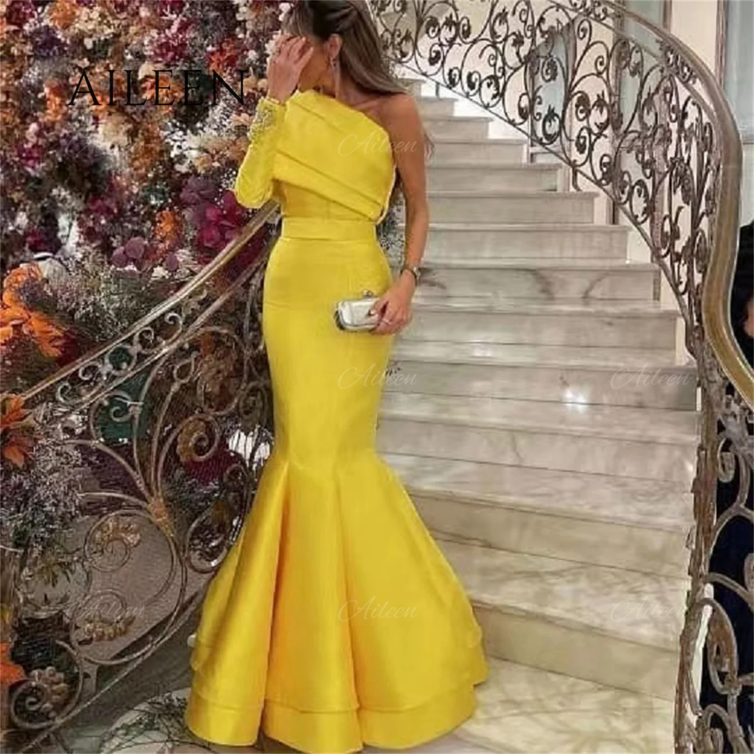 Top Trends: Aileen Yellow Woman&#039;s Evening Dress For Women 2023 Very Elegant Evening Dresses For A Wedding Satin Robe Long Soft Dresses Party Shoppable Styles