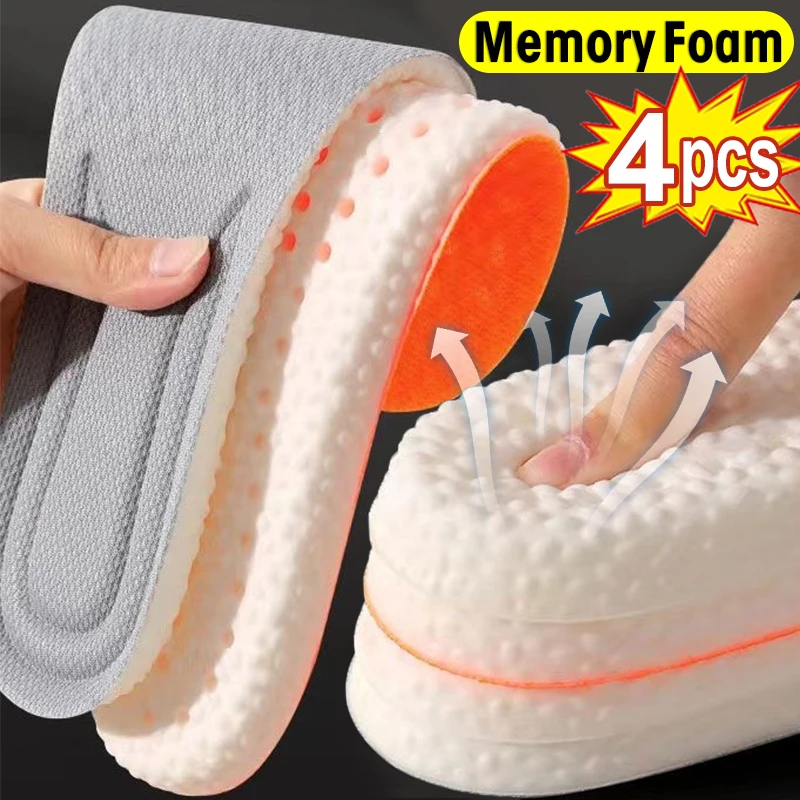 Top Trends: 4Pcs Soft Sport Insoles High Elasticity Comfortable Plantar Insoles For Feet Man Women Orthopedic Shoe Sole Running Accessories Shoppable Styles