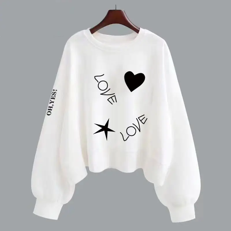 Top Trends: 2023 New Spring And Autumn Fashion Trend Simple Round Neck Print Casual Loose Thread Long Sleeve Student Oversized Sweater Shoppable Styles