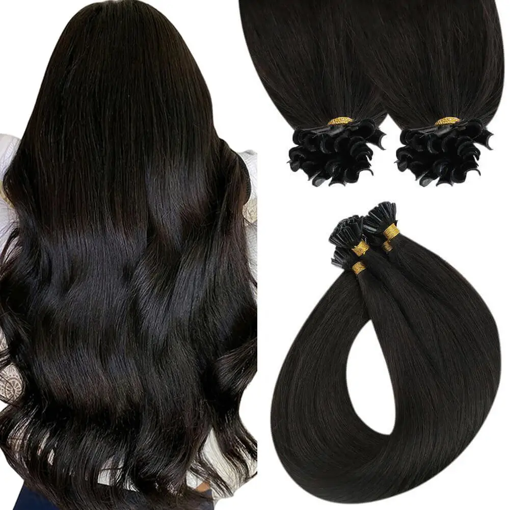 Top Trends: Full Shine Fusion Hair Extensions Nail Tips Virgin Natural Straight Keratin Hair U Tip Human Hair Extensions 14-22 Inch 1G / 1S Shoppable Styles