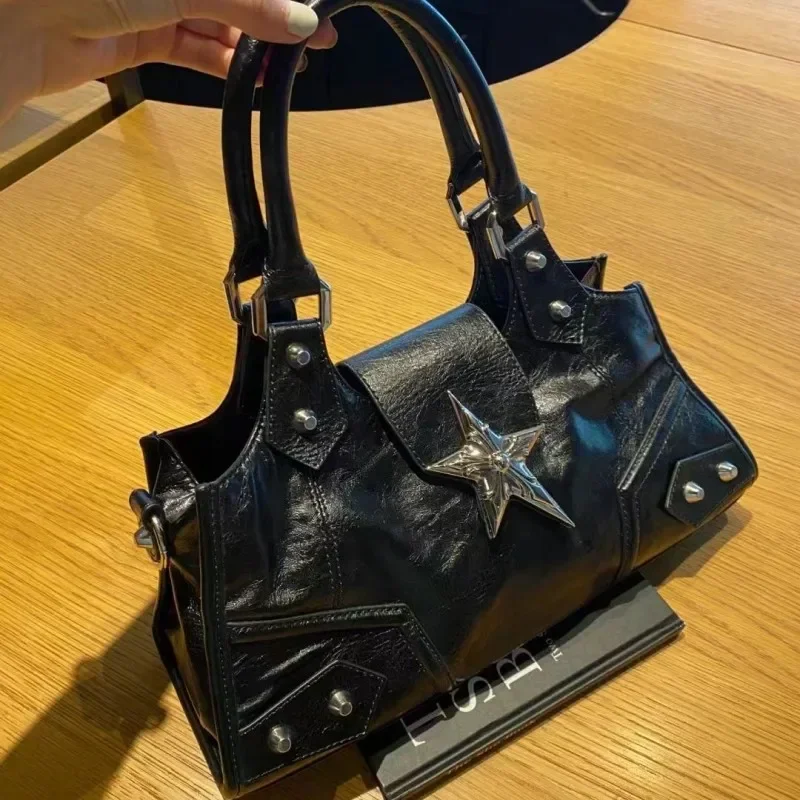 Top Trends: Y2K Gothic Star Girl Black Bag Women Vintage Handbag Fashion Shoulder Bag Large Capacity PU Crossbody Goth Purse Punk Tote Bags Shoppable Styles