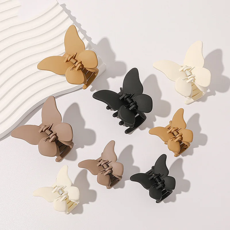 Top Trends: Matte Butterfly Hair Clip Cute Butterfly Decorative Hair Claws Women Ponytail Hair Accessories Solid Barrette Small Shark Clip Shoppable Styles