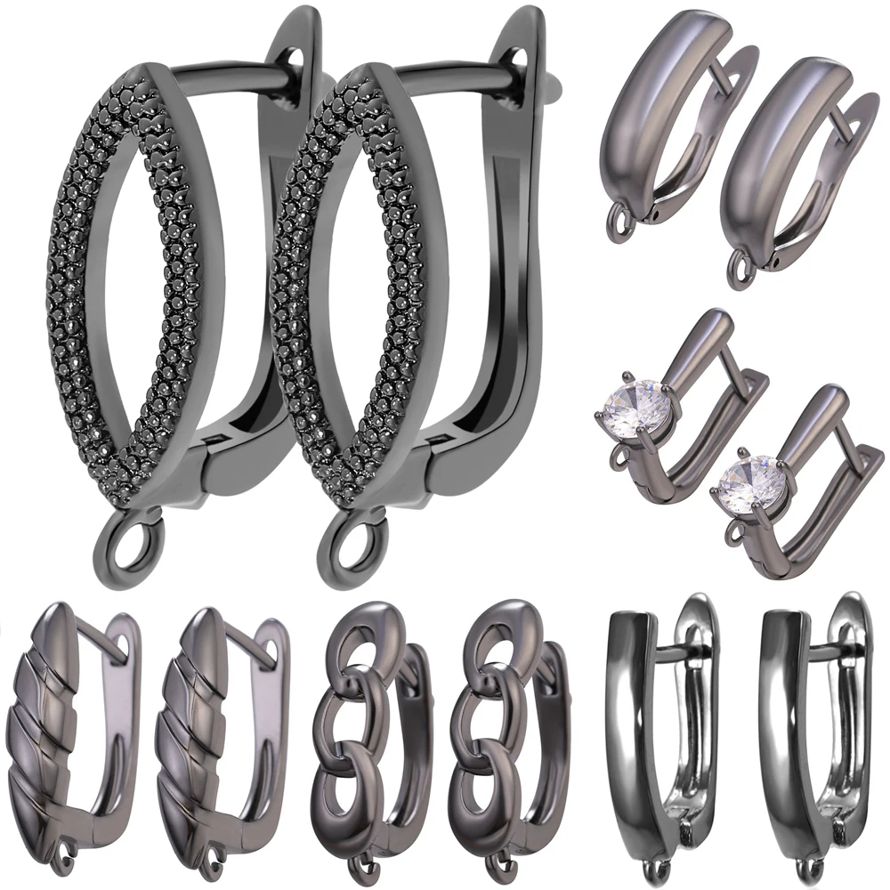 Top Trends: Juya 2 4 Pcs / Lot DIY Black Non-fading Anti-Allergy Material Schwenzy Fastener Ear Wire Hooks For Women Earrings Making Supplies Shoppable Styles