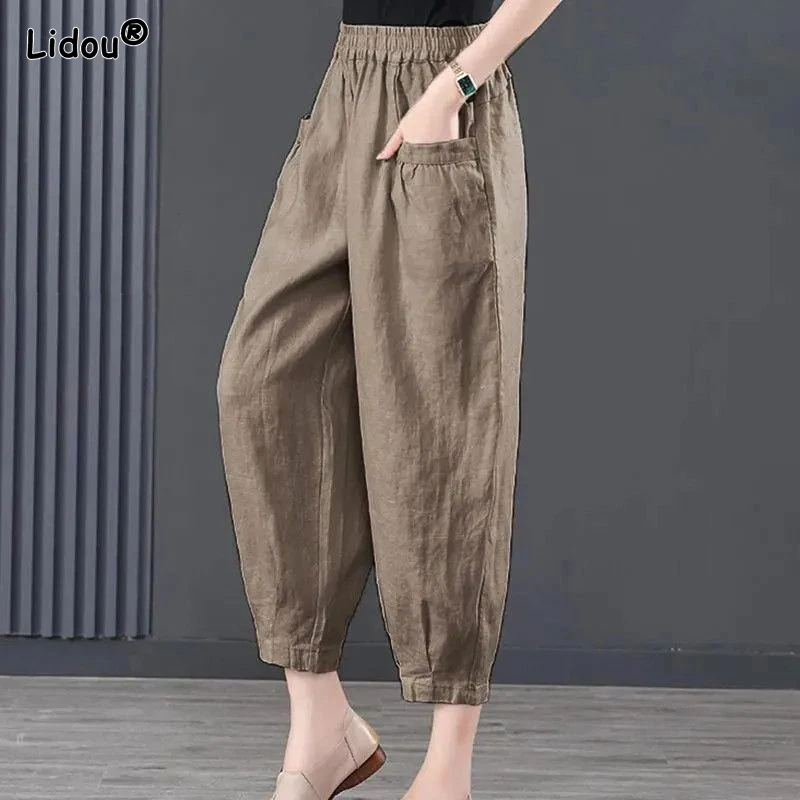 Top Trends: 2023 New Summer Casual Loose Oversize Fashion High Waist Pocket Solid Color Versatile Simple Women&#039;s Hooded Lantern Pants Shoppable Styles