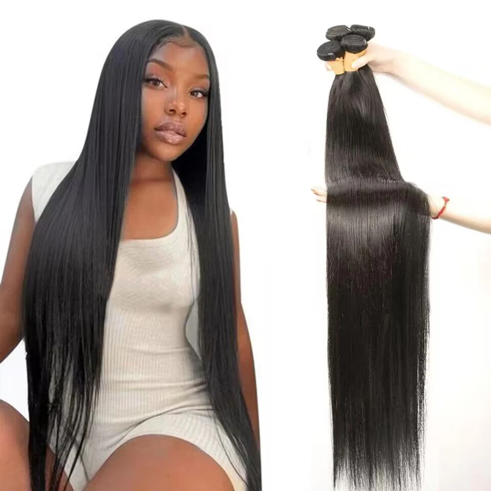 Top Trends: 28 30 32 34 36 38 40 Inch Brazilian Hair Straight Hair Bundles 100% Natural Human Hair Bundles Double Wefts Remy Hair Extensions Shoppable Styles