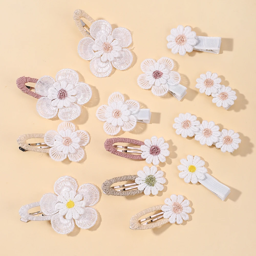 Top Trends: 1 / 2 / 5pcs Lovely Daisy Flower Hair Clips Baby Girl BB Clip Broken Bangs Hairpins For Kids Lace White Barette Children Accessories Shoppable Styles