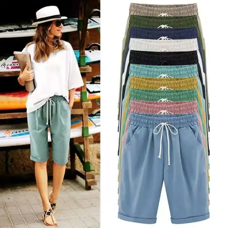 Top Trends: 2023 New Summer Dress Fat Sister Casual Pants Women's Capris Thin Outwear Middle Pants Fat Sister Loose Large Women's Wear Shoppable Styles