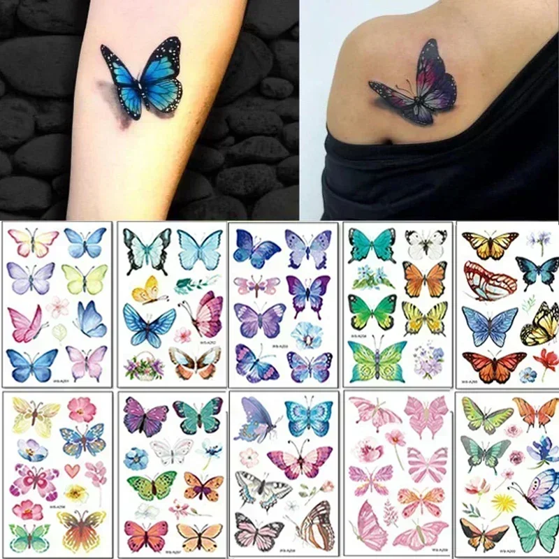 Top Trends: 3D Butterfly Temporary Tattoos Waterproof Lasting Colorful Butterfly Arm Wrist Chest Body Fake Tatto Stickers For Women Grils Shoppable Styles