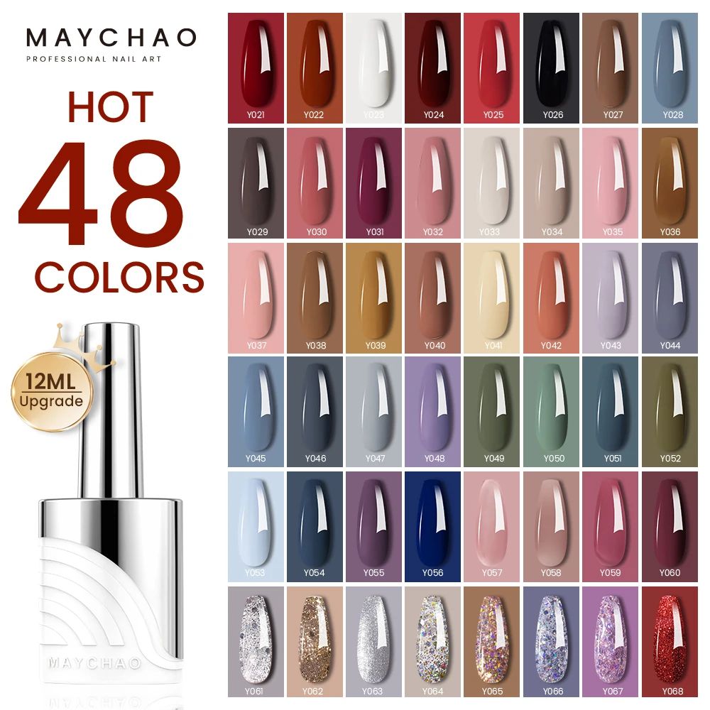 Top Trends: MAYCHAO 12ml Gel Nail Polish Semi-permanent Varnish Hybrid UV Nails Art Glitter 48 Colors Gel Polish Manicure Enamels For Nails Shoppable Styles