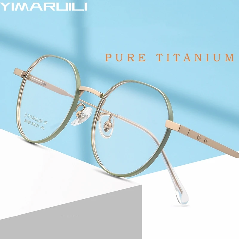 Top Trends: YIMARUILI New Ultra Light Wide Edge Design Fashion Polygonal Pure Titanium Retro Myopia Optical Prescription Glasses Frame Women Shoppable Styles