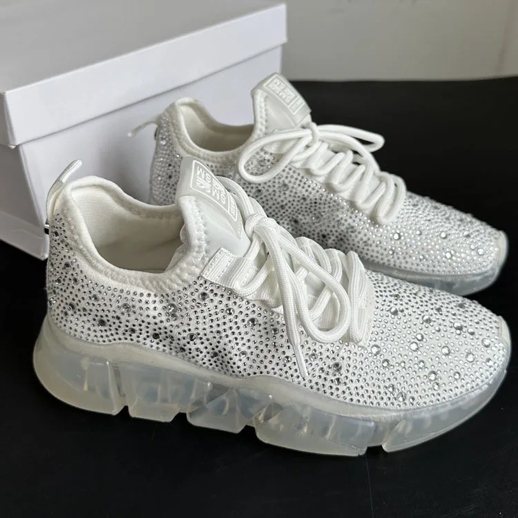 Top Trends: New 2023 Women Vulcanized Shoes Crystal Sneakers Large Casual Outwear White Platform Shoes Fashion Crystal Sneakers Shoppable Styles