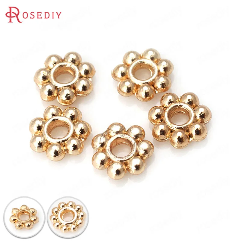 Top Trends: 40PCS 4MM 5MM 6MM 7MM High Quality Champagne 24K Gold Color Plated Brass Bracelets Flower Spacer Beads Diy Jewelry Accessories Shoppable Styles