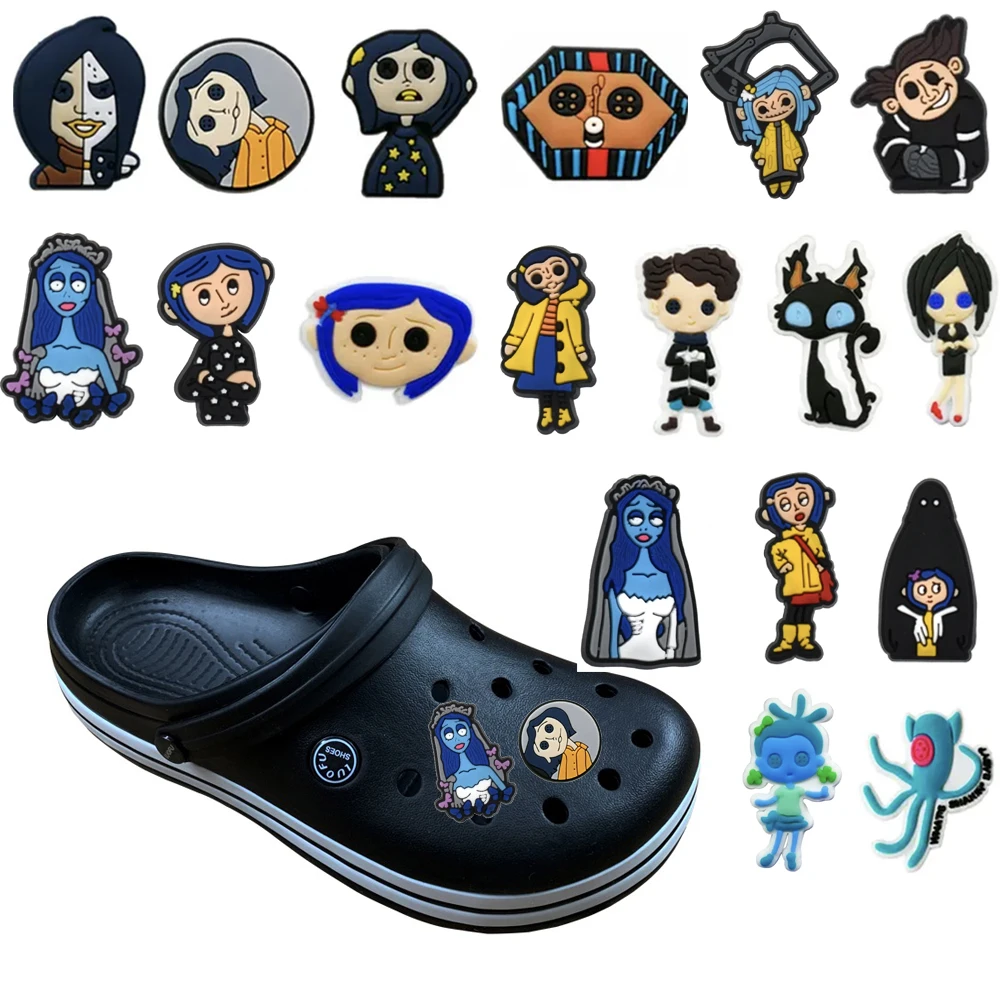 Top Trends: 1pcs Animation Movie Coraline The Secret Door Clogs Shoes Decorate Fit Shoe Charms Sandals Buckle Aceessories Kids Cool Gifts Shoppable Styles