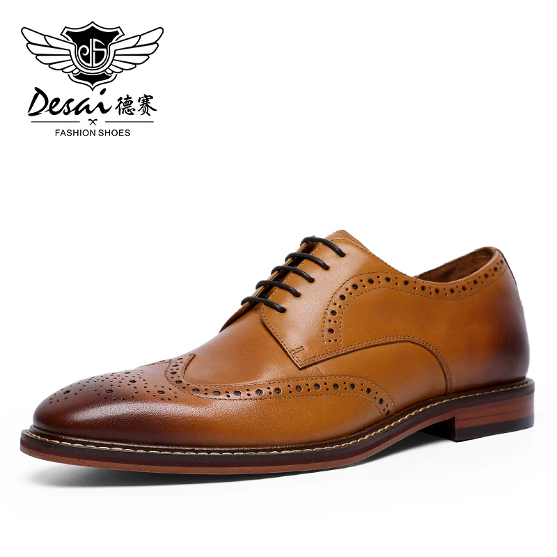 Top Trends: DESAI Men Shoes Business Dress Genuine Leather Shoes For Men Formal Casual Bullock Brogue Formal 2022 New Arrivals Up To Size 13 Shoppable Styles