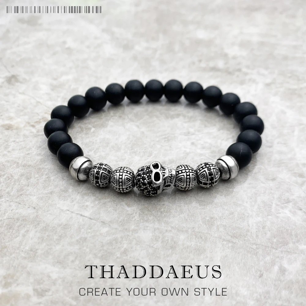 Top Trends: Skull Cross Bead Bracelet, Europe Style Rebel Fashion Punk Jewelry For Men And Women 925 Sterling Silver Obsidian Gift Shoppable Styles