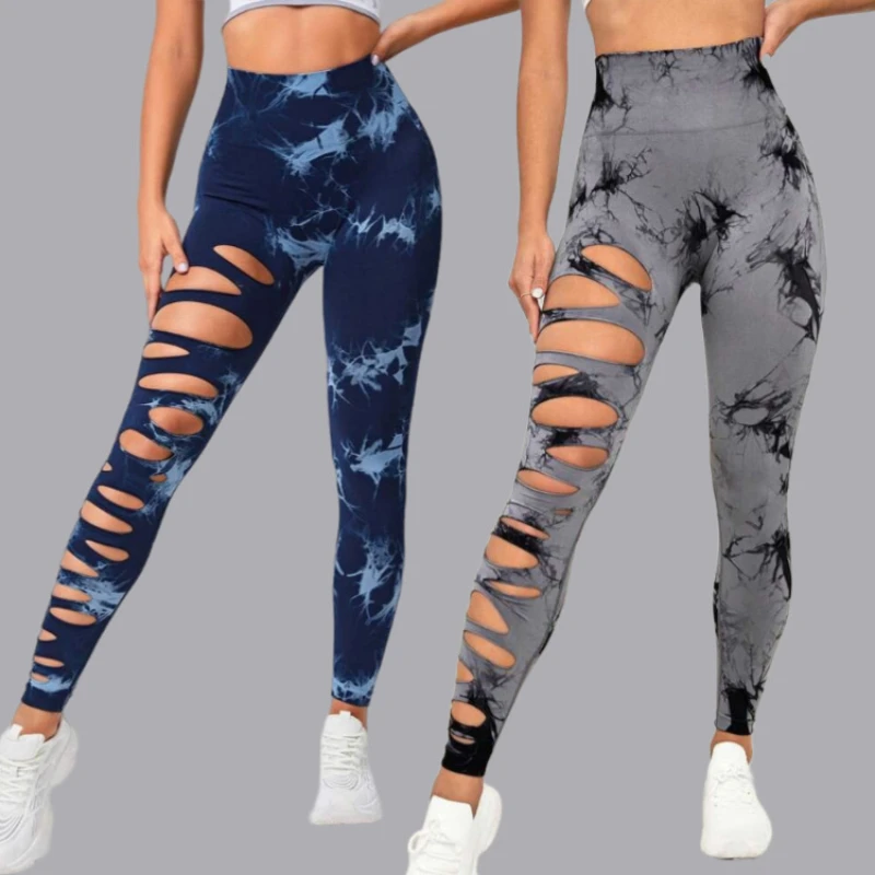 Top Trends: Tie Dye Yogo Gym Leggings Women Seamless Sport Tights Leggings High Waist Hollow Out Butt Lift Workout Trainning Jogging Pants Shoppable Styles