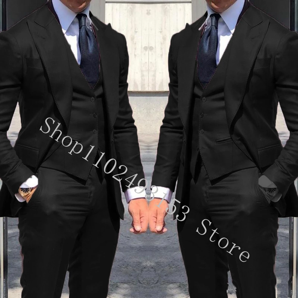 Top Trends: New Fashion Tailor Made Men Suits 2023 Slim Fit Peak Lapel 3 Pieces Elegant Formal Business Wedding Suit Set Trajes De Hombre Shoppable Styles