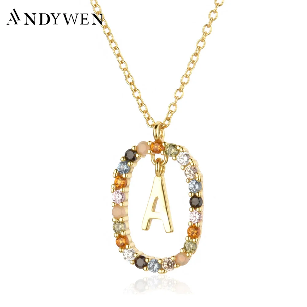 Top Trends: ANDYWEN 925 Sterling Silver Gold Letters A - Z Initial M S C K Alphabet Pendente Long Chain Necklace Say My Name Fine Jewelry Shoppable Styles