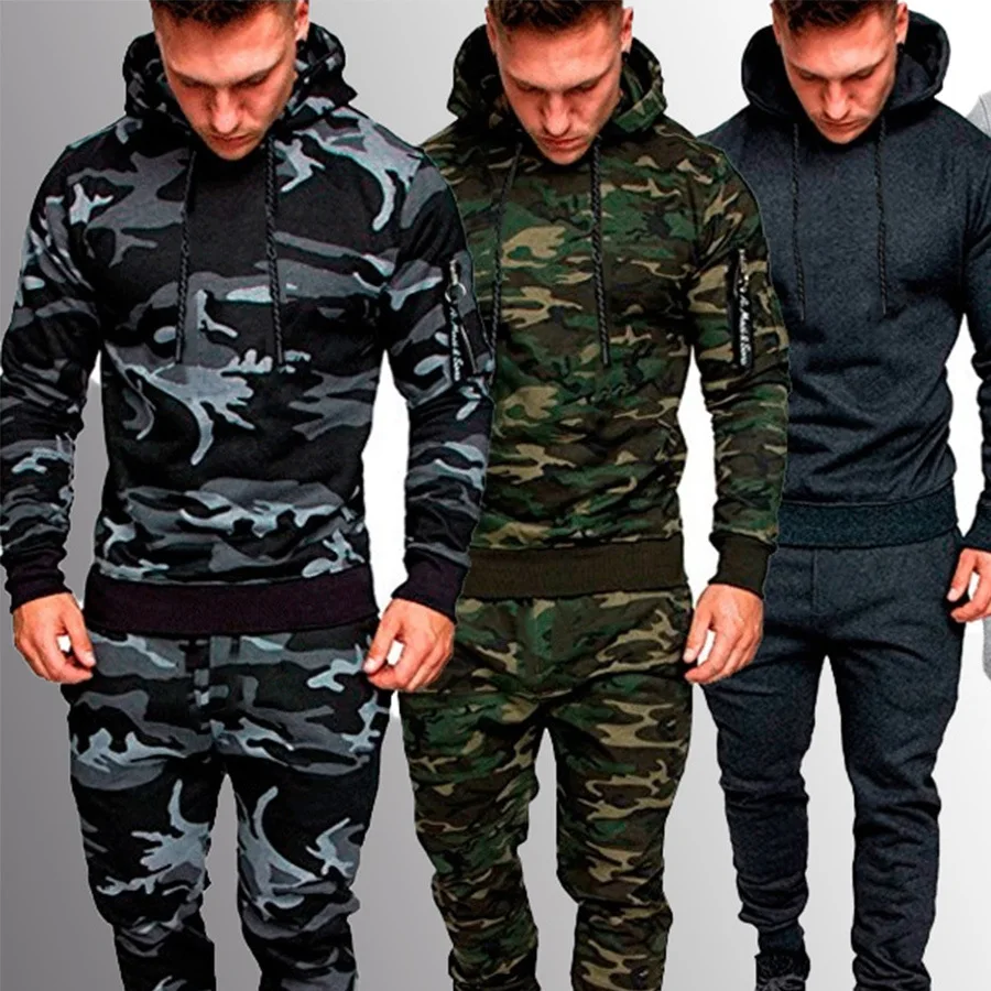 Top Trends: 2023 New Men's Camouflage Tracksuit Sport Hoodies Pants Two Piece Set Outdoor Sports Suit Casual Jogging Suit Sweatshirts Shoppable Styles