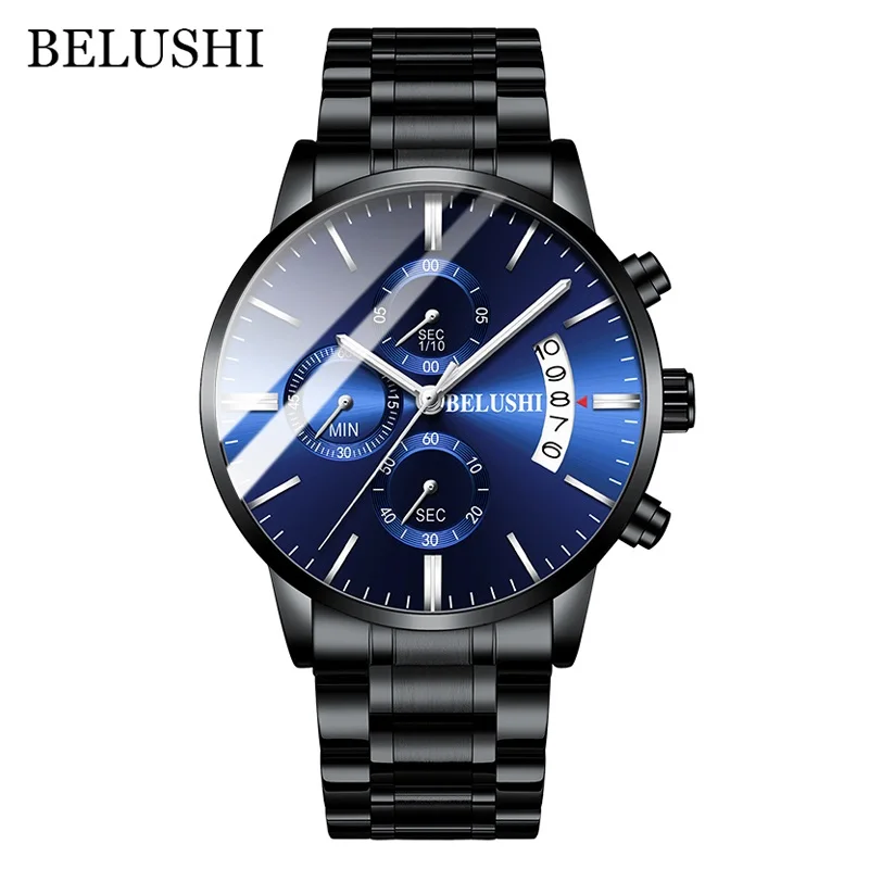 Top Trends: BELUSHI Fashion Men's Quartz Watch Chronograph Sport Men Watches Top Brand Luxury Full Steel Waterproof Clock Male Wristwatch Shoppable Styles