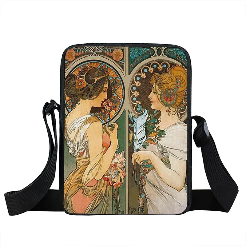 Top Trends: Oil Painting By Alphonse Mucha Print Crossbody Bag Women Handbag Messenger Bags Phone ID Card Key Shoulder Bag Holder Book Bags Shoppable Styles - Image 5