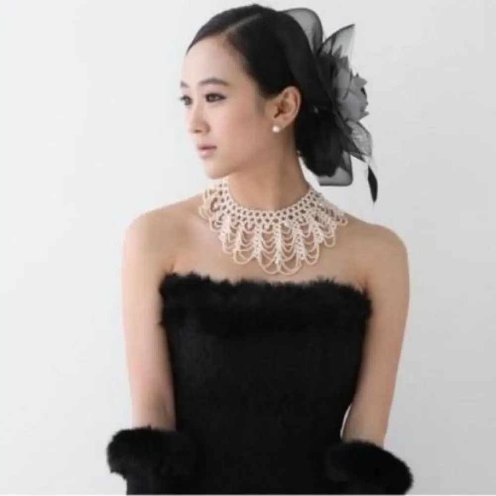 Top Trends: Decorate Wedding Ribbons Necklace Detachable Collar Lace Trim Collar Pearl Fake Collar Pearl Beaded Shoppable Styles - Image 4