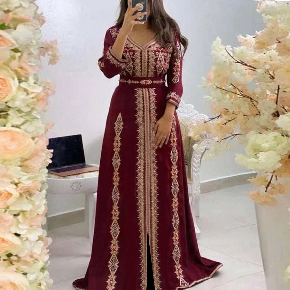 Top Trends: Kaftan Dresses Luxurious Beads Women Dubai Embroidery Elegant Long Sleeve Muslim Abaya Islam Turkey Jellaba Moroccan Long Dress Shoppable Styles