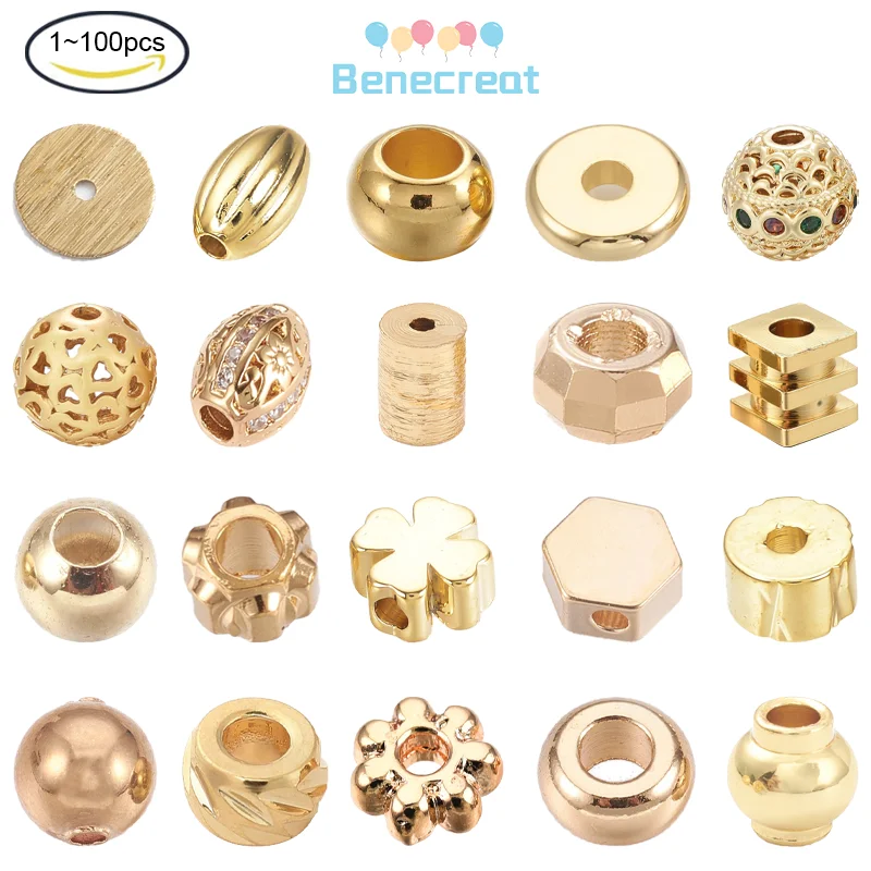 Top Trends: 1-1000PCS Real 18K Gold Plated Brass Spacer Beads Nickel Free Flat Round 6x1.5mm Hole: 2mm For Jewelry Earrings Making Shoppable Styles