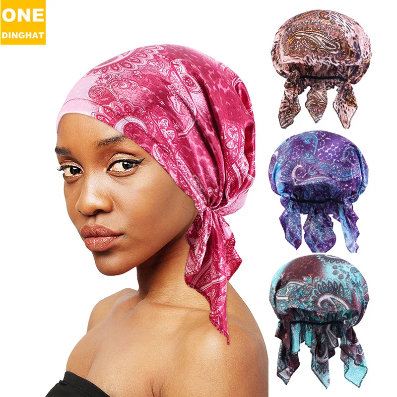 Top Trends: Satin Turban For Women Pre-tied Newly Fashion Printed Flowers Headband Cap Muslim Head Scarf Soft To Wear Ladies Hair Loss Cover Shoppable Styles