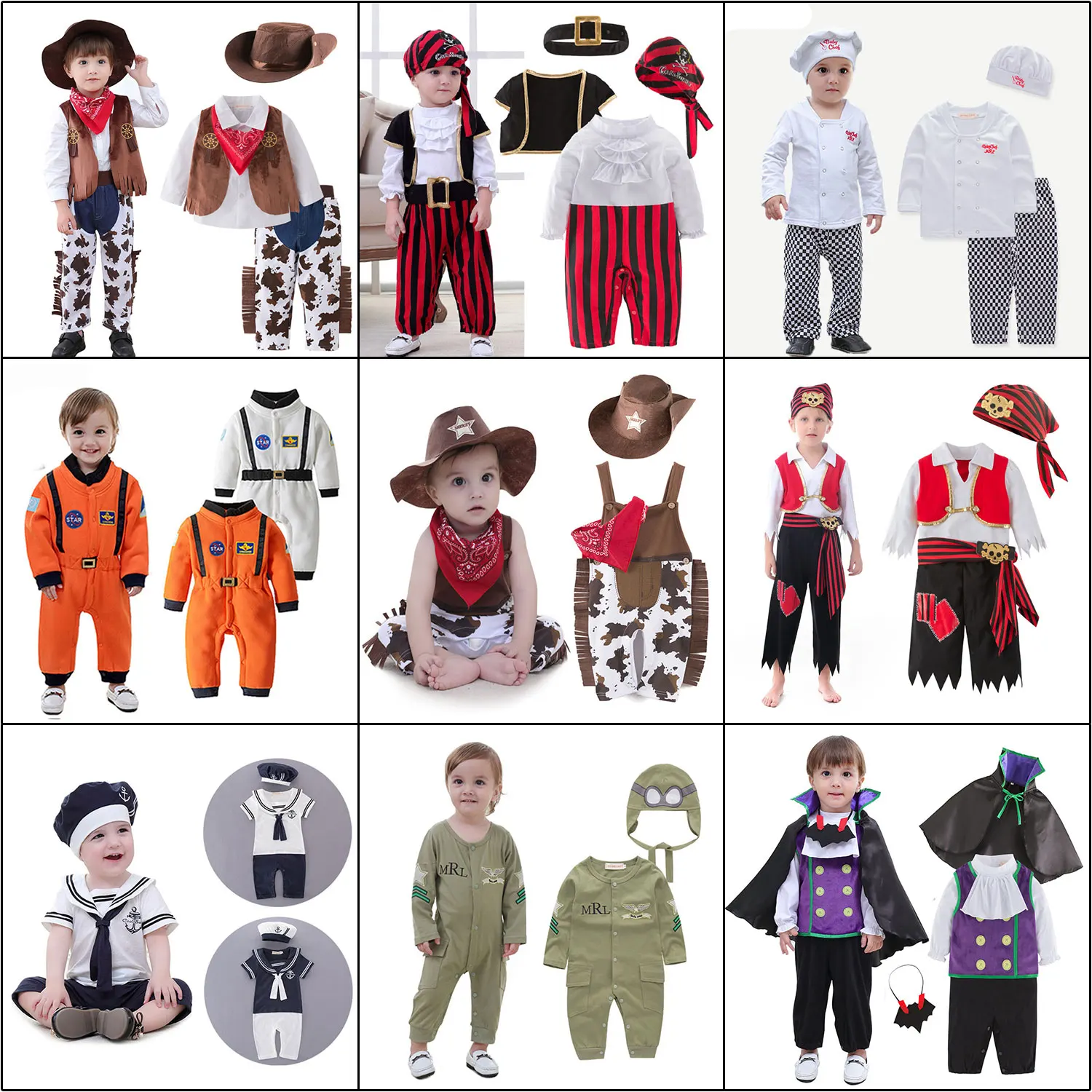 Top Trends: Umorden Toddler Baby Boys Purim Halloween Costumes Cosplay Cowboy Astronaut Pirate Occupation Role Play Outfit Fancy Dress Up Shoppable Styles