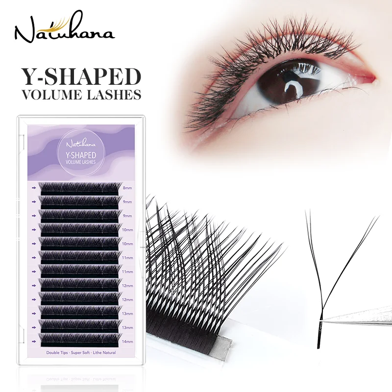 Top Trends: NATUHANA YY Shape Eyelash Extensions C / D Curl Black Brown Y Lashes Premade Volume Fans Individual Eyelashes Supplies Makeup Shoppable Styles